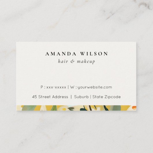 Boho Chic Geel Oker Geschilderd Bloemen Loyaliteit Visitekaartje (Achterkant)