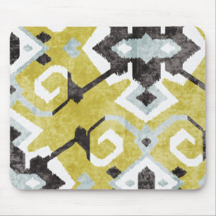 Boho chic gele ikat stamlijnpatroon monogram muismat