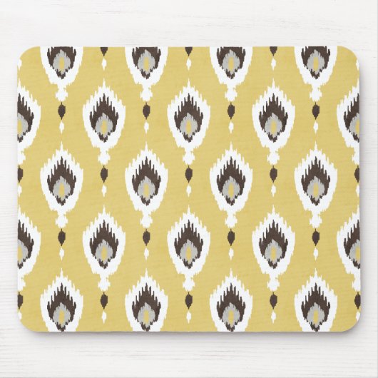 Boho chic gele ikat stammesjabloon monogram muismat (Voorkant)