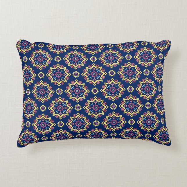 Boho Chic geometrisch bloemenpatroon Accent Kussen (Voorkant)
