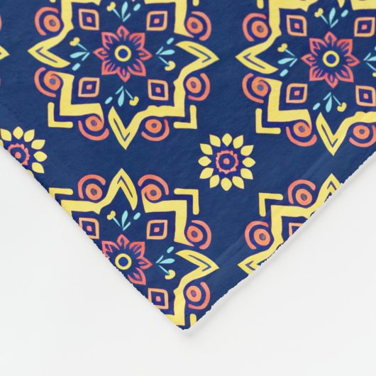 Boho Chic geometrisch bloemenpatroon Fleece Deken (Hoek)