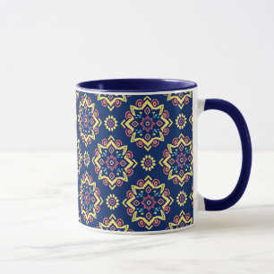 Boho Chic geometrisch bloemenpatroon Mok