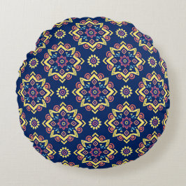 Boho Chic geometrisch bloemenpatroon Rond Kussen