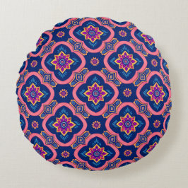 Boho Chic geometrisch bloemenpatroon Rond Kussen
