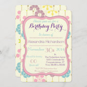 Boho chic geometrisch spring floreel patroon Birth Kaart (Voorkant / Achterkant)