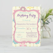 Boho chic geometrisch spring floreel patroon Birth Kaart (Staand voorkant)