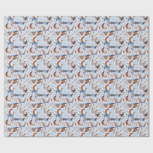 Boho Chic Gepersonaliseerd Inpakpapier met Bloemen (Vlak)