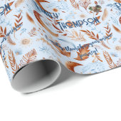 Boho Chic Gepersonaliseerd Inpakpapier met Bloemen (Rol Hoek)