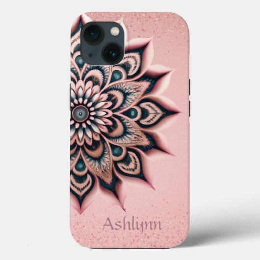 Boho Chic Gepersonaliseerde Floral Mandala Roos Go Case-Mate iPhone Case (Achterkant)