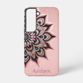 Boho Chic Gepersonaliseerde Floral Mandala Roos Go Samsung Galaxy Hoesje (Achterkant)