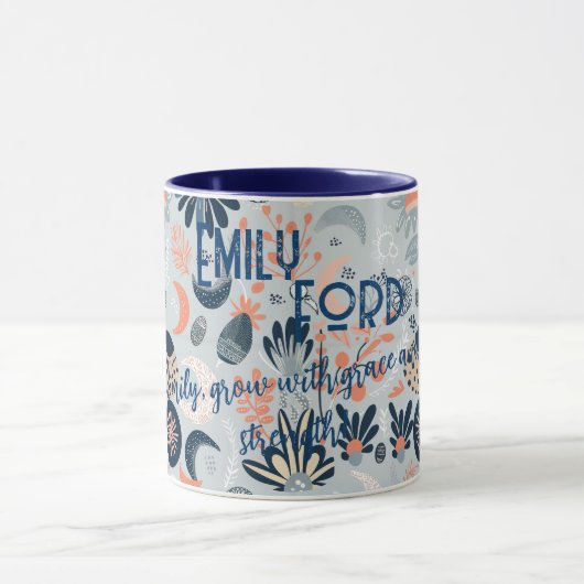 Boho Chic Gepersonaliseerde Mok met Hemelse Bloeme (Midden)