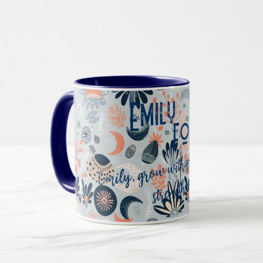 Boho Chic Gepersonaliseerde Mok met Hemelse Bloeme (Voorkant links)