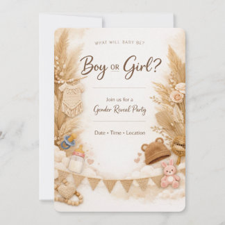 Boho Chic geslacht verklap invitatie  Kaart