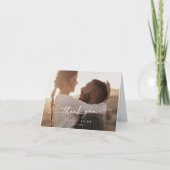 Boho chic gevouwen bruiloft foto bedankkaart (Voorkant)