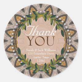 Boho-Chic Glitter Sunflower Laurel Cute Hartelijk Ronde Sticker