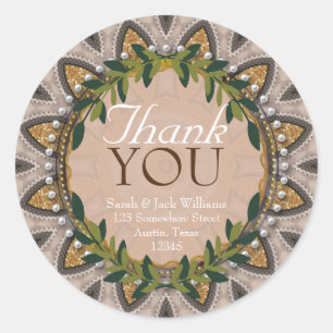 Boho-Chic Glitter Sunflower Laurel Cute Hartelijk Ronde Sticker