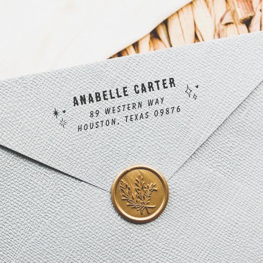 Boho Chic Glitters Naam & Retouradres Zelfinktende Stempel