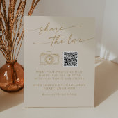 Boho Chic  Gold Deel de Liefde QR Code Reclamebord Met Voetstuk