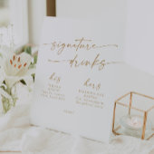 Boho Chic Gold en White Wedding Signature Drinken Reclamebord Met Voetstuk