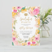 Boho chic Gold glitter bloemenfoto afstuderen Kaart