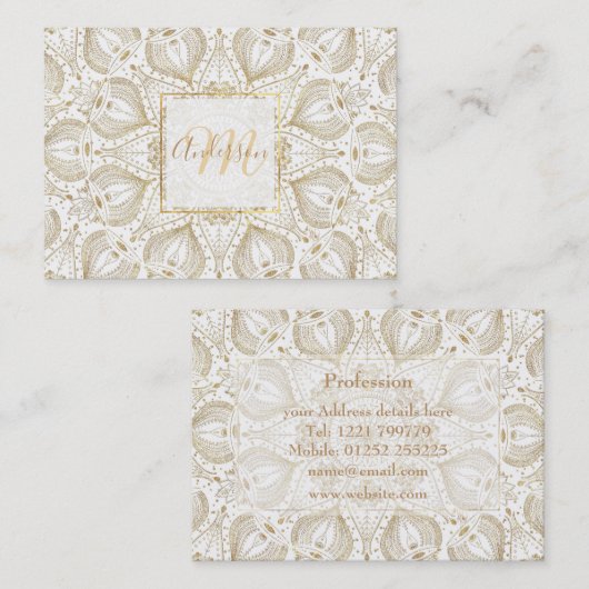 Boho Chic Gold mandala-ontwerp Visitekaartje (Voorkant / Achterkant)