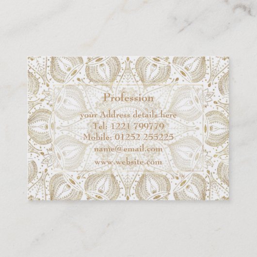 Boho Chic Gold mandala-ontwerp Visitekaartje (Achterkant)