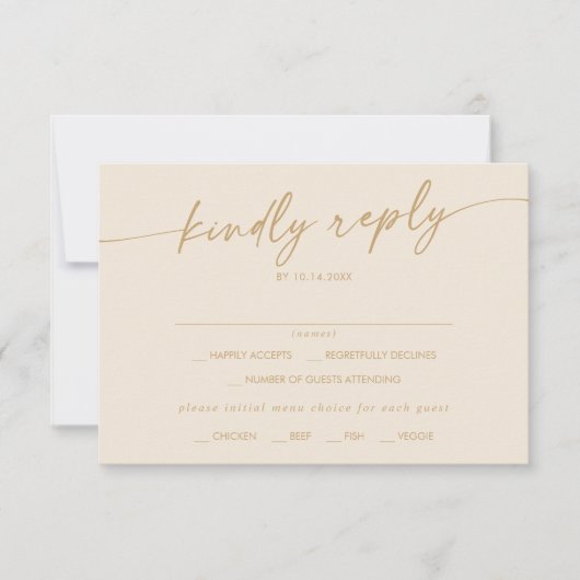 Boho Chic  Gold Menu Keuze RSVP-kaart (Voorkant)