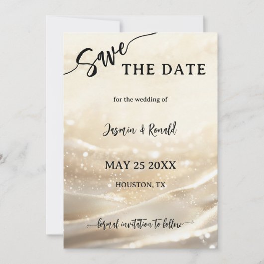 Boho Chic Gold Sparkling Foto Opslaan van de Datum Save The Date (Voorkant)