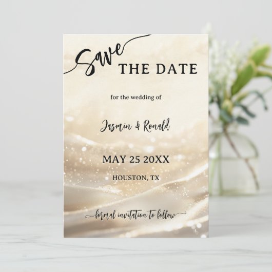 Boho Chic Gold Sparkling Foto Opslaan van de Datum Save The Date (Staand voorkant)