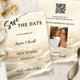 Boho Chic Gold Sparkling Foto Opslaan van de Datum Save The Date