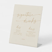 Boho Chic  Gold Wedding Signature Drinken Reclamebord Met Voetstuk (Voorkant)