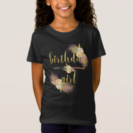 Boho Chic Golden Birthday Girl Black Shirt