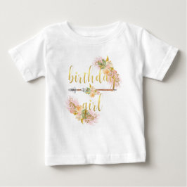 Boho Chic Golden Birthday Girl White Shirt