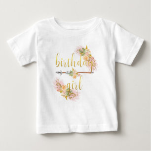 Boho Chic Golden Birthday Girl White Shirt