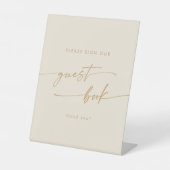 Boho Chic  Goud Bruiloft Gastenboek Reclamebord Met Voetstuk (Voorkant)