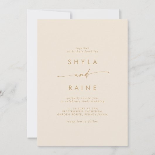 Boho Chic Goud Casual Bruiloft Kaart (Voorkant)