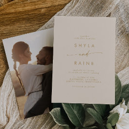 Boho Chic Goud Casual Foto Bruiloft Kaart