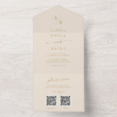 Boho Chic Goud Dual QR Code Bruiloft All In One Uitnodiging (Binnen)