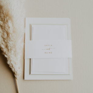 Boho Chic Goud en Wit Bruiloft Uitnodigingen Wikkel