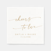 Boho Chic Goud en Wit Proost op Liefde Bruiloft Servet (Voorkant)