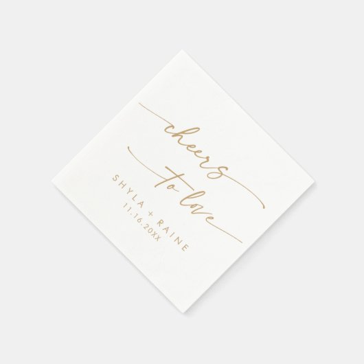 Boho Chic Goud en Wit Proost op Liefde Bruiloft Servet (Hoek)