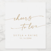 Boho Chic Goud en Wit Proost op Liefde Bruiloft Wijn Etiket (Enkel label)