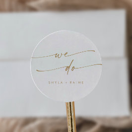 Boho Chic Goud en Wit We Doen Envelop Afdichtingen Ronde Sticker