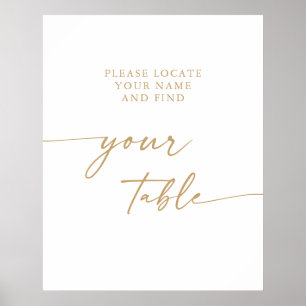 Boho Chic Goud en Witte Huwelijk Vind Je Tafel Poster