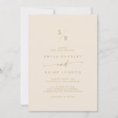 Boho Chic Goud Monogram Bruiloft Kaart (Voorkant)