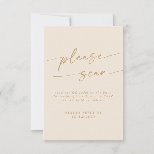 Boho Chic  Goud QR Code Details RSVP Kaartje (Voorkant)