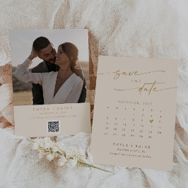 Boho Chic Goud QR Code Fotokalender Save The Date
