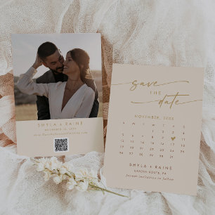 Boho Chic  Goud QR Code Fotokalender Save The Date