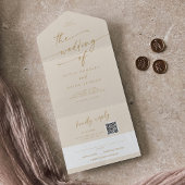 Boho Chic  Goud QR Code Mail in Bruiloft All In One Uitnodiging