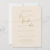 Boho Chic Goud QR Code Spaans Bruiloft Kaart (Voorkant)